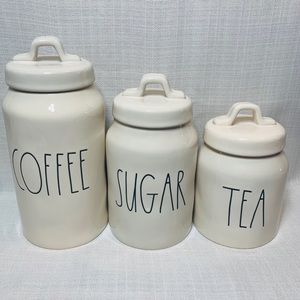 New Rae Dunn “COFFEE/SUGAR/TEA” Canister Set Of 3